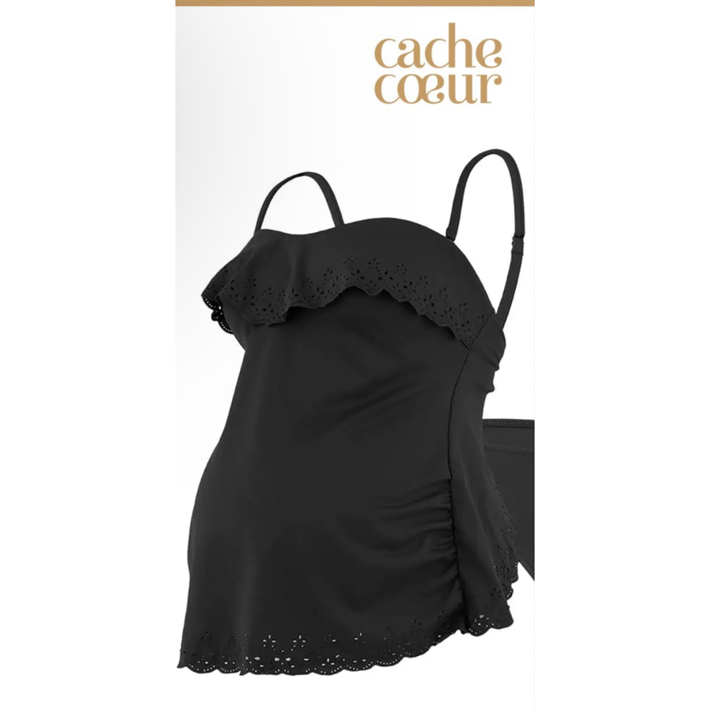 New Cache Coeur Maternity Tankini Bloom Black M - Picture 2 of 6